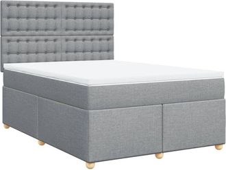 vidaXL Vidaxl - Cama Box Spring Con Colch&oacute;n Tela Gris Claro 140x200 Cm
