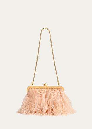 Khaite Lilith Feather Satin Evening Shoulder Bag