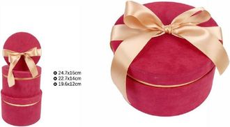 Trade Shop Trade Shop - Set 3pz Scatole Scatola Box Per Regali Varie Misure Matrioska Tonde Rosso 71945