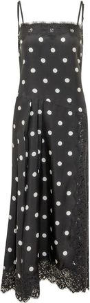 Sportmax Black Polka Dot Square Neck Maxi Dress