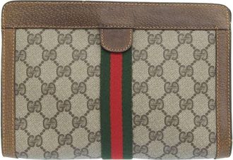 Gucci Gg Plus Beige Pvc Clutch Bag (Pre-Owned)