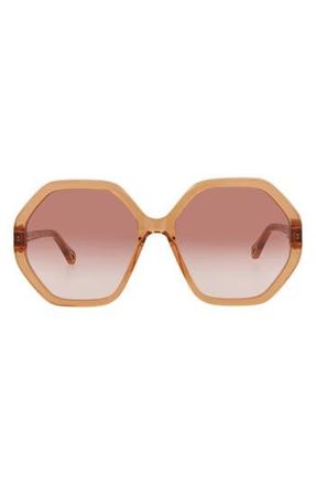 Chlo&eacute; 58mm Geometric Sunglasses in Orange Orange Orange at Nordstrom Rack