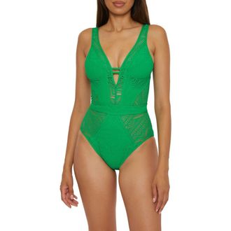 BECCA by Rebecca Virtue Color Play One-Piece Swimsuit in Emerald at Nordstrom Rack, Size X-Small