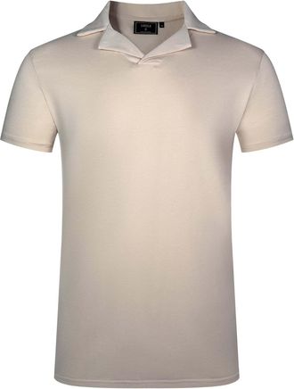 Siksilk Poloshirt SIKSILK Siksilk Polo Revere Polo, Herren, Gr. XL, beige, Obermaterial: 95% Baumwolle CO. 5% Elasthan EL., Shirts Poloshirt