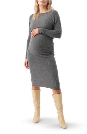 Ripe Tobie Off Shoulder Knit Dress in Charcoal Marle at Nordstrom, Size X-Large Au