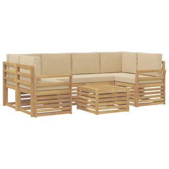 vidaXL Conjunto De Sof&aacute;s De Exterior 7 Uds. Y Beige Poli&eacute;ster Vidaxl