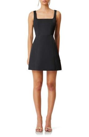 Elliatt Amelie Square Neck Duchesse Satin Cocktail Minidress in Black at Nordstrom Rack, Size Xx-Large