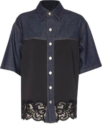 Stella McCartney Camicia denim con ricamo - Blu