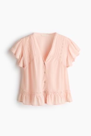 H&M Bluse mit Spitze - Helles Pfirsichrosa