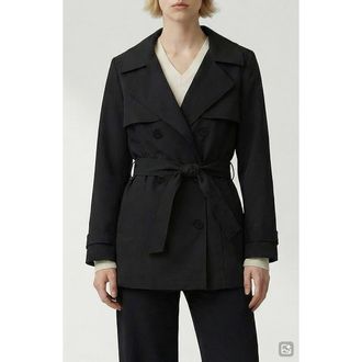 Noize Amina Tie Waist Water Repellent Coat in Black at Nordstrom, Size X-Small