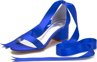 Miyoopark Comfortable Wedding Shoes for Women Block Low Heel Evening Sandals M535 Royal Blue UK 8.5