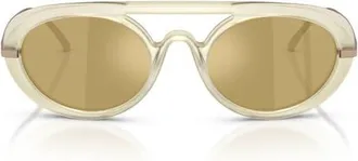 Armani AR8256 52mm Oval Sunglasses in Transparent Yellow/Green at Nordstrom