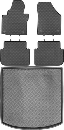 OEM Juego De Alfombrillas De Goma Para Volkswagen Touran I Minivan (2010-2015) + Alfombrilla Para El Maletero