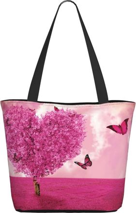 AOOEDM Butterflies Love Heart Tree Ladies Shopping Bag 13x11x7in.The Perfect ValentineS Day Gift.It Is The Best ValentineS Day Gift For Mom, Daughter, Wife,E