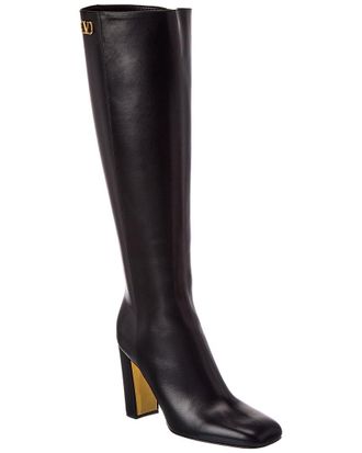 Valentino Vlogo 100 Leather Knee-High Boot