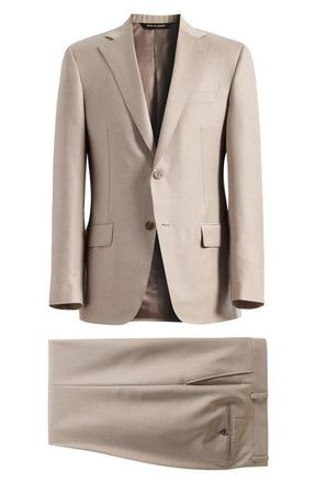 Samuelsohn Tan Wool & Cashmere Serge Suit in Taupe at Nordstrom, Size 42Regular