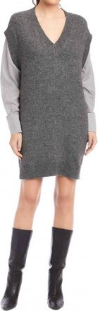 Fifteen Twenty Sally Mixed Media Dress In Dark Heather Gray