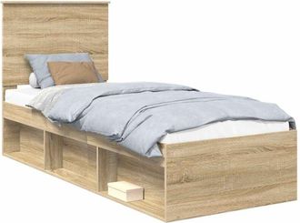 vidaXL Bed Frame with Headboard Sonoma Oak 75 x 190 cm Solid Pine Wood vidaXL