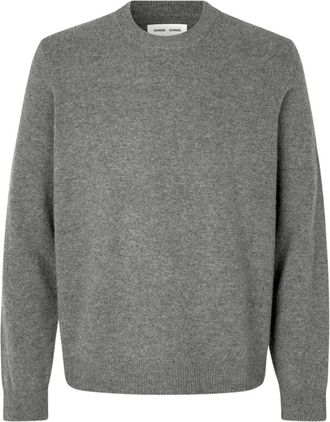 Sams&oslash;e & Sams&oslash;e Isak Knit Sweater Top - Heren - Ronde hals truien - Grijs - L - Truien & Vesten