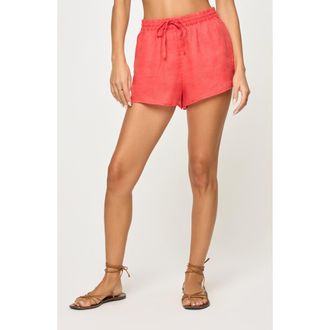 L*Space Rio Linen Cover-Up Drawstring Shorts in Grapefruit at Nordstrom Rack, Size X-Large