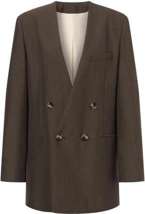 Philosophy di Lorenzo Serafini Blazer doppiopetto senza bavero - Marrone