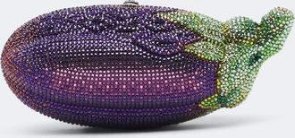 Judith Leiber Eggplant crystal-embellished clutch