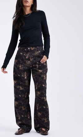 Collusion Jeans antifit con stampa mimetica a fiori-Verde
