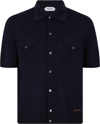 Versace Geborduurde wollen trui - Heren - Vesten - Blauw - L - Wol - Truien & Vesten