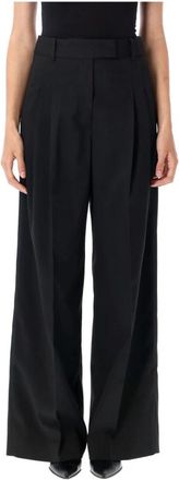 By Malene Birger Zwarte Hoge Taille Broek Scherpe Plooien - Dames - Wijde Broeken - Zwart - XS - Broeken