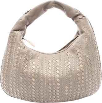 Bottega Veneta Pre-owned Veneta Intrecciato Hobo Schoudertas - Dames - Vintage Schoudertas - Beige - ONE Size - Leer - Vintage