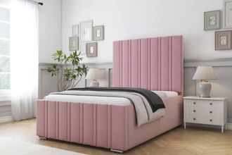 Comfort Beds Lorenzo Plush Bed Frame - 50 Upholstered Headboard in Pink | Size: Single
