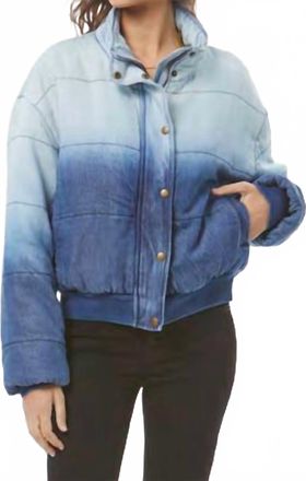 Young Fabulous & Broke Pippa Denim Puffer Jacket In Indigo Dip Wash