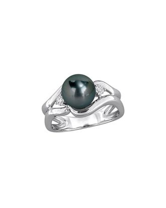 Rina Limor Silver 0.18 ct. tw. Lab-Grown Gemstone & 8-8.5mm Pearl Ring