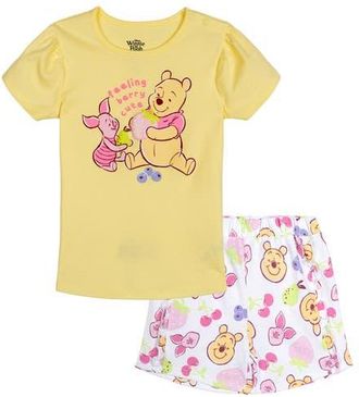 Disney Winnie the Pooh Baby Girls 2-Piece T-Shirt and Shorts Set in Pooh Piglet Yellow at Nordstrom, Size 6-9M