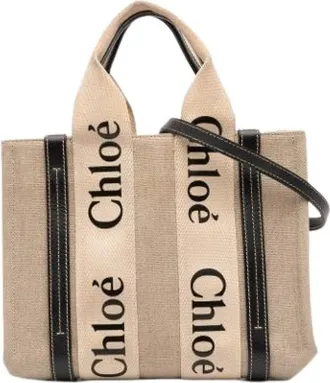 Chlo&eacute; Pre-owned Tote Bags, female, Beige, Size: ONE SIZE Pre-owned The Woody Satchel