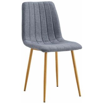 Home Heavenly Home Heavenly - Pack 4 Sillas Comedor Tapizadas Nadia, Acolchadas Detalles Verticales Y Patas Met&aacute;licas Imitaci&oacute;n Madera. 87x44 Color: Gris