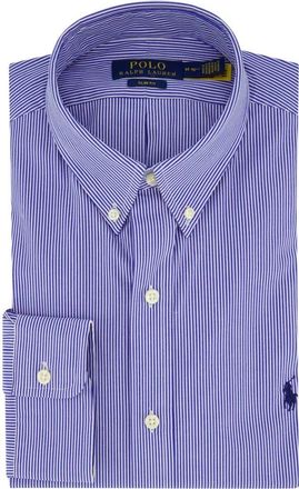 Polo Ralph Lauren Blauw Gestreept Casual Overhemd - Heren - Casual Overhemden - Blauw - XL - Katoen - Overhemden