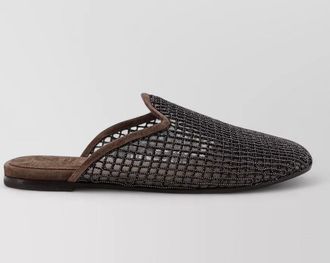 Brunello Cucinelli mesh suede sandals monili detail backless