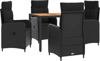 vidaXL Juego De Comedor Para Exteriores 5 Uds. Negro Vidaxl