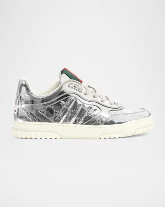 Gucci Men & apos;s Re-Web Mirror Leather Low-Top Sneakers