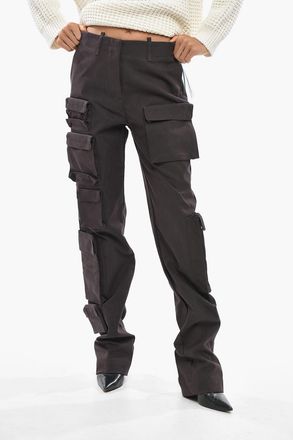 Off-white Pantaloni Cargo in Misto Cotone a Vita Alta Off-White