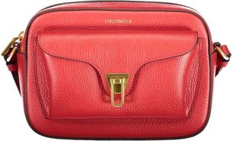Coccinelle Leren Crossbody Tas met Draaisluiting - Dames - Schoudertassen - Rood - ONE Size - Leer - Tassen