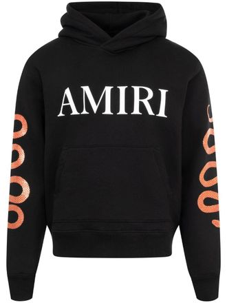 Amiri snake-print hoodie - men - Cotton - M - Black