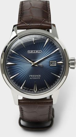 Seiko Mens Presage croc-textured leather-band watch