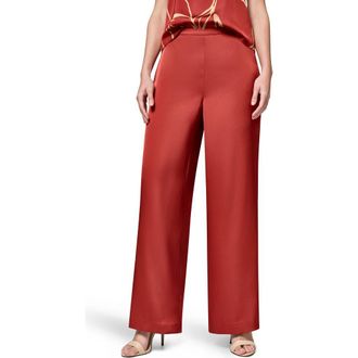 DKNY Wide Leg Satin Pants in Sunbaked at Nordstrom, Size X-Small