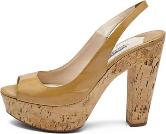 Prada Pumps slingback platform con punta aperta 125mm - Toni neutri