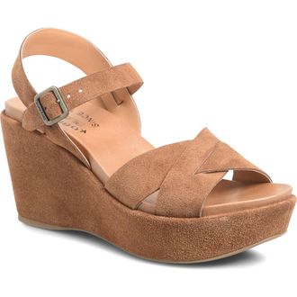 Kork-ease Ava 2.0 Platform Wedge Sandal in Brown Suede at Nordstrom, Size 10