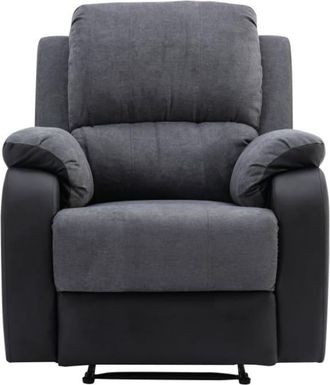 VENTE-UNIQUE.COM Sill&oacute;n relax microfibra negro, gris