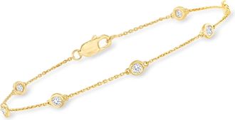 Ross-Simons Diamond Station Bracelet in 18kt Gold Over Sterling