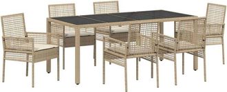 vidaXL Conjunto De Comedor De Jard&iacute;n 7 Pcs Beige Polirat&aacute;n Vidaxl